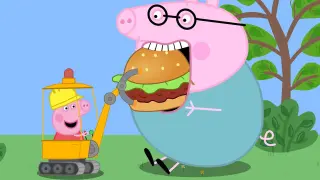[Fanart]Peppa delivers a burger to daddy using a digging machine