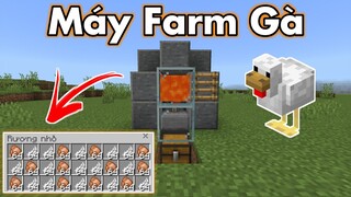 Cách Làm Máy Farm Gà / Thịt Gà Chín Trong Minecraft PE | Farm Thức Ăn | Chicken Farm Bedrock Edition