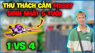 Free Fire | Trận cuối lên HT 5 sao, NTN thử thách cầm M1887 Sinh Nhật 5 Tuổi LV.MAX 1 VS 4 lấy top !