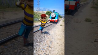 GTAV: FRANKLIN SAVING RUDRA FROM THOMAS THE TANK ENGINE #shorts #trains #rudra