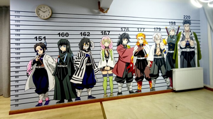 Weird! I actually drew a 1:1 height chart of Demon Slayer’s Nine Pillars on the wall of a fan’s hous