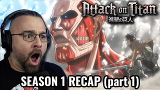 ATTACK ON TITAN SEASON 1 REACTION RECAP (Part 1) Shingeki No Kyojin