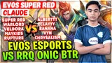 EVOS Esports VS RRQ ONIC BTR, Pro Player Ranked Battle [ EVOS super red Claude ]  Mobile Legends