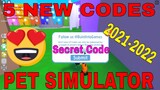 Pet Simulator 5 new codes 2021-2022 100% working