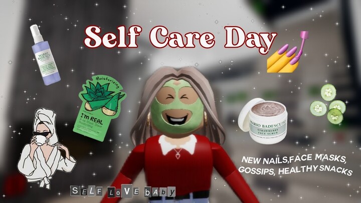 Self care day with me 🧖🏻‍♀️🪴 ~ Brookhaven Roleplay (new nails, face masks, gossips, healthy snacks)