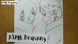 ASMR drawing Naruto vs Sasuke  ... VERY EASY ,, how to draw NARUTO manga from japan