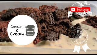FUDGEE BARR ICE CREAM CAKE 5 INGREDIENTS (NO BAKE)/ cookies and cream flavor