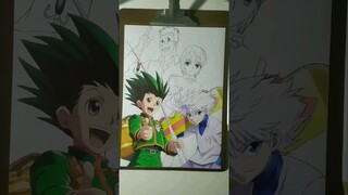 Drawing Gon,Killua, Kurapika and Leorio  #anime #drawing #hunterxhunter #process #hxh