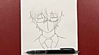 How to draw a boy wearing a mask | sad anime drawing