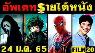 อัพเดทรายได้หนัง Spider Man - Scream - หร่อยจังจ้าว - The Matrix - My HeroAcademia อื่นๆ ณ24 ม.ค. 65