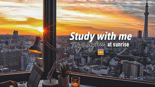 2 hours of real-time learning (Jazz + wood burning) | Study while watching the sunrise and the Tokyo