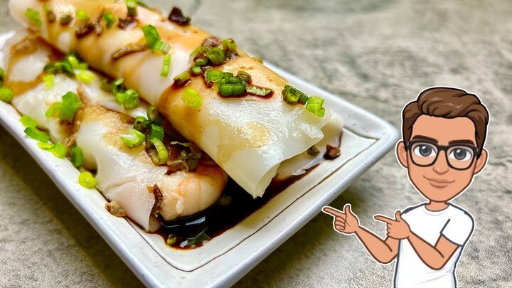 Homemade Cheung Fun Recipe | Steamed Rice Noodle Rolls With Shrimps