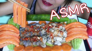 ASMR EATING กุ้งแช่น้ำปลา+หอยนางรมสด ราดน้ำจิ้มซีฟู๊ดแซ่บๆ