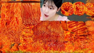 ASMR MUKBANG| 직접 만든 불닭 버섯 양념치킨 만두 먹방 & 레시피 FRIED CHICKEN AND FIRE NOODLES EATING