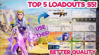 TOP 5 LOADOUTS in "SEASON 5" of Cod Mobile! | codm br best gunsmith | codm br best guns | codm br