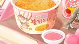 Food animation | Pink dumpling show off his food day | Girly turkey noodles + hot dog + strawberry j