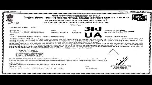 Welcome back  Hindi movie