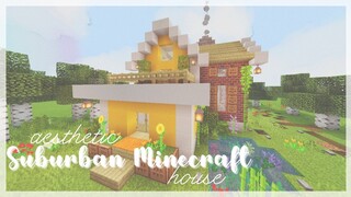 [minecraft] suburban ish house 🌻🌺 ~ aesthetic minecraft speedbuild ( shell )