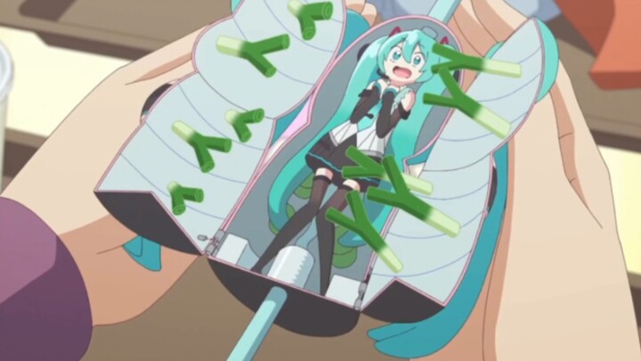 The easter egg of Hatsune Miku in the fourth episode of Evil God Sauce. This green onion torture toy