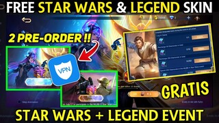 FREE LEGEND SKIN USING VPN & 2 PRE-ORDER EVENT TOMORROW | MOBILE LEGENDS
