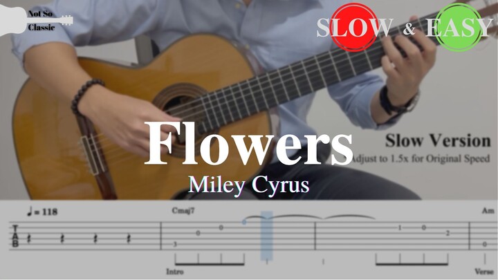 Flowers - Miley Cyrus | Fingerstyle Guitar TAB (+ Slow & Easy)
