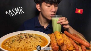 Zin ASMR | ASMR SPICY NOODLES with CHEESE FLAVOR & Crispy fried beef sausage