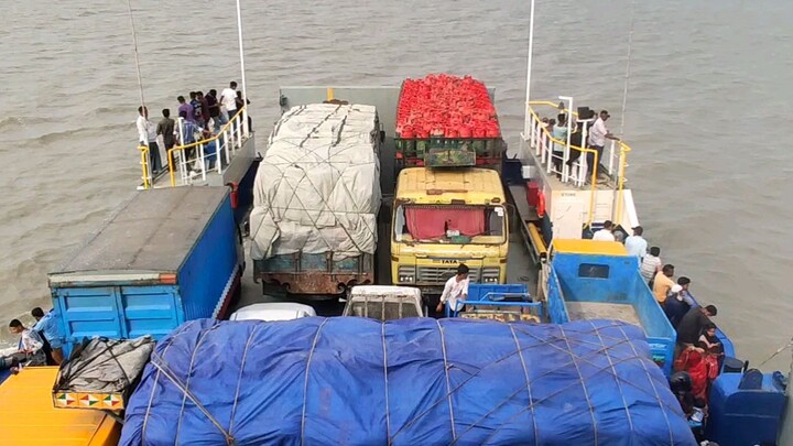 a ship is moving with vehicles!