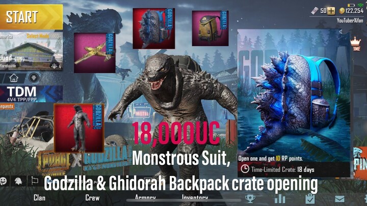 Monstrous Godzilla Suit Crate Opening | Ghidorah & Godzilla Backpack | PUBG MOBILE