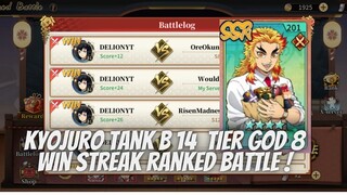 KYOJURO TANK B 14 SHIELD ALL ALLIES 8 WIN STREAK DI RANKED BATTLE - DS: BLADE OF HASHIRA