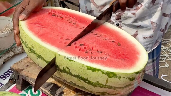 Sweet Giant Watermelon Cutting In India