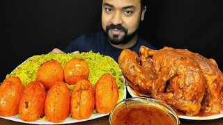 SPICY WHOLE CHICKEN CURRY, VEG BIRYANI, FRIED EGGS, SALAD, CHICKEN GRAVY MUKBANG ASMR EATING SHOW ||