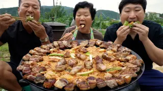마지막에 볶음밥을 먹으니 배불러서 처음부터 볶았습니다! (Samgyeopsal & Fried rice) 요리&먹방!! - Mukbang eating show