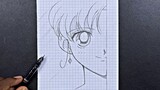 Easy anime sketch using ordinary paper | how to draw anime girl half face