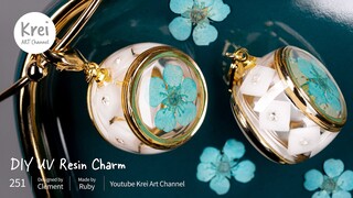 【UV レジン】ドライフラワーを使って、DIYブレスレットチャーム〜♪ UV Resin - DIY Bracelet Charm with Dried Flower.