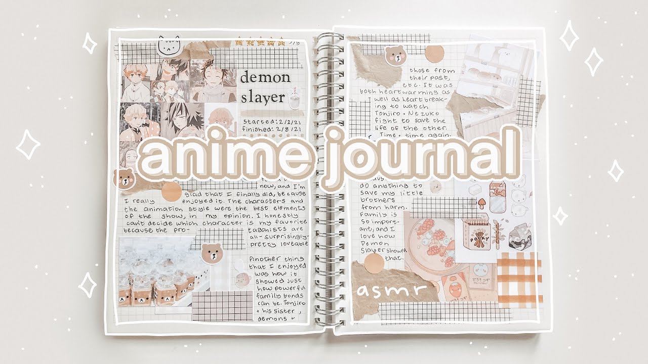 journal with me 20 | demon slayer anime journal spread | real time asmr 🦋  - BiliBili