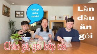 Ăn cháo gà, lần đầu thử gỏi bắp cải, phản ứng của hai anh em | Ẩm thực Việt Nam | cuộc sống ở Đức