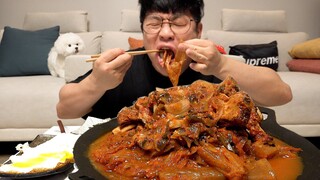 ASMR Mukbang 먹방창배 또 묵은지 등갈비찜이냐 응 맛있어 어쩔수 없네요 대박 레전드 먹방 spicy deunggalbi mukbang Legend koreanfood ea