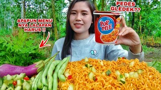 MAKAN LALAPAN MENTAH TERONG, BUNCIS,KENIKIR 2CUP POP MIE PEDAS GLEDEK#mukbanglalapan#mukbang#asmr