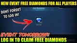 EVENT! LOG IN TO CLAIM FREE DIAMONDS AND PERMANENT SKIN FOR ALL MOBILE LEGENDS