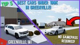 TOP 5 BEST Cars Under 100k || No GAMEPASS Required || Greenville