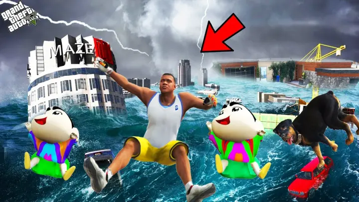 GTA 5 : Franklin And Shinchan Survive & Fight Tsunami In GTA 5 ! (GTA 5 Mods)