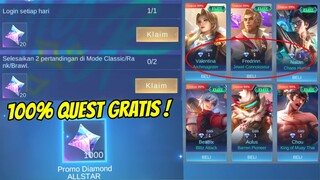 KABAR GEMBIRA! QUEST PROMO DIAMOND JADI GAMPANG, AUTO BORONG SMUA SKIN 1 DIAMOND