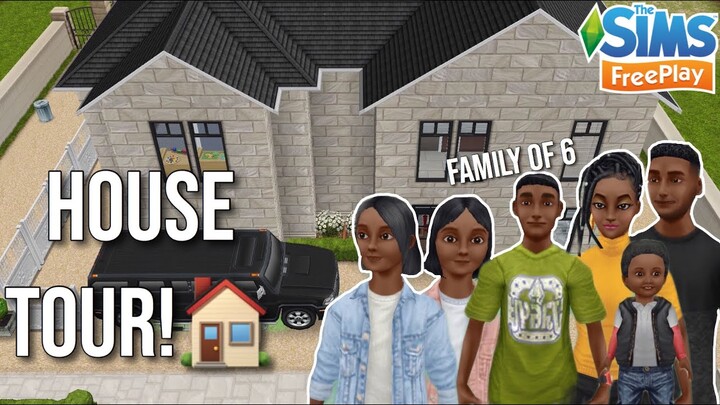 LARGE FAMILY HOUSE TOUR🏠 FAMILY OF 6! || Sims Freeplay