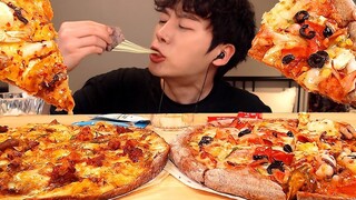 SIO吃播  吃4种口味韩国披萨  香辣披萨 海鲜披萨  烤肉披萨 和原味披萨