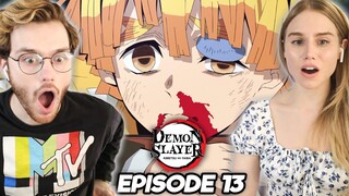 ZENITSU PROTECTS NEZUKO!! | Demon Slayer: Kimetsu no Yaiba Ep. 13 REACTION