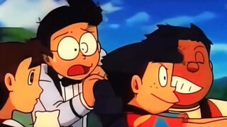 The moment Doraemon arrived, Nobita set up a big chess game.