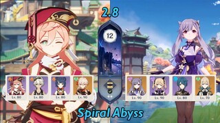 Yanfei Mono Pyro &  Keqing Taser | New Spiral Abyss 2.8 | Full Stars - Genshin Impact