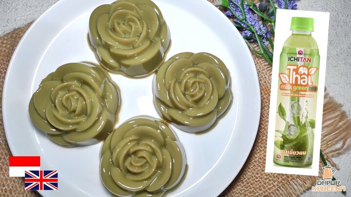 3 INGREDIENTS SILKY GREEN TEA PUDDING | PUDING GREEN TEA 3 BAHAN LEMBUT BANGET