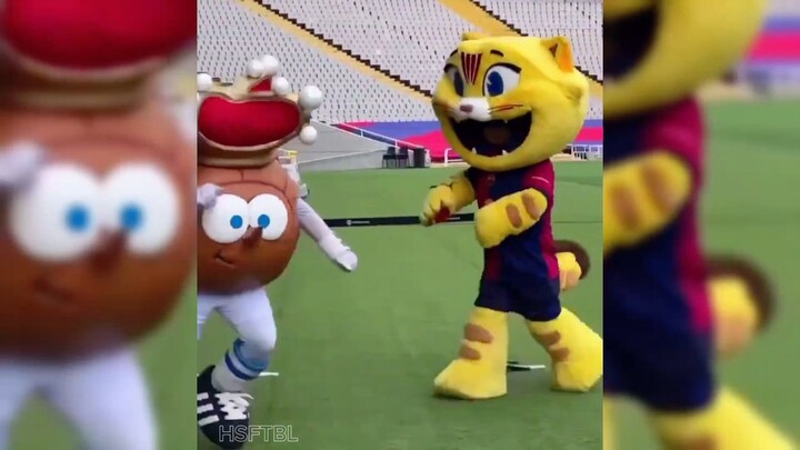 Barcelona Mascot chases real Sociedad mascot
