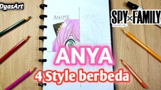 Gambar loli ini lagi😜😋 | menggambar Anya Forger dengan 4 style berbeda #part1